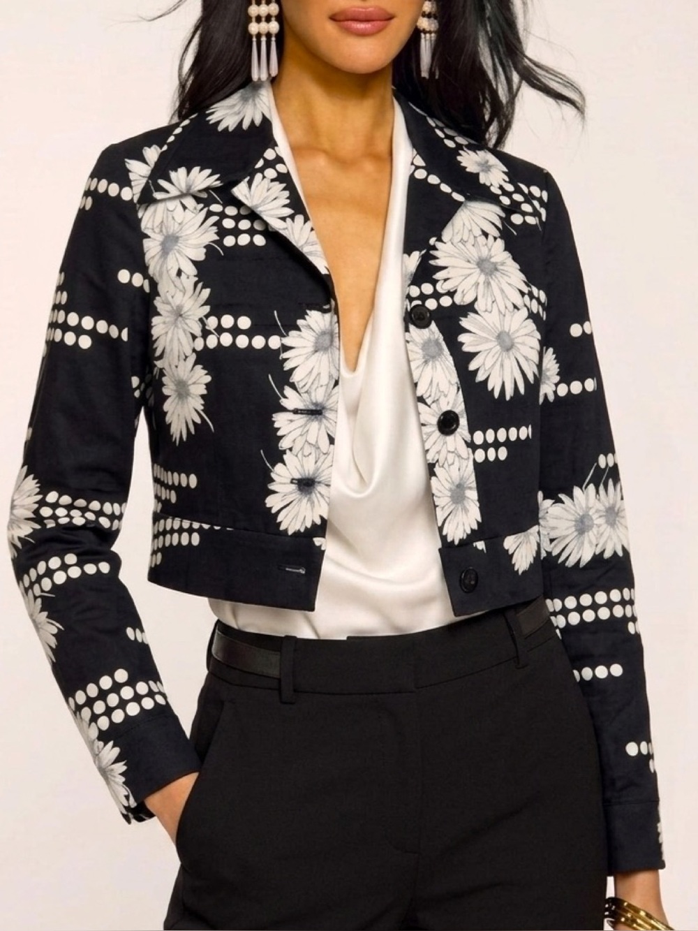 Retro 1960’s  Cirette California Black White Mod Cropped Jacket Sze Small